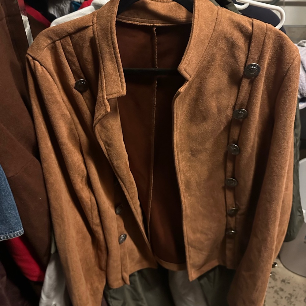 Women's Tan Button-Front Blazer 100 wool.  No brand‎